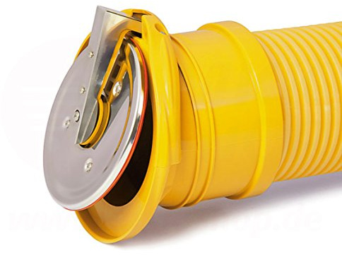 Rückstauklappe Froschklappe mehrstufig Ø 72-100 mm gelb Auslaufstück HT KG Dränage Rohr Kanal