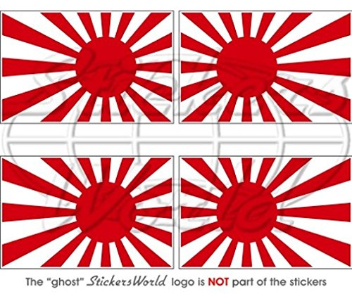 StickersWorld Vinyl-Aufkleber, Motiv Flagge mit aufgehender Sonne, 50 mm, Helmaufkleber, 4 Stück
