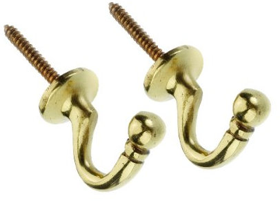 Swish Ball Metal Curtain Tie Back Hooks, Brass, Large, Pair