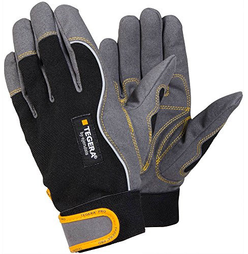 Ejendals Handschuh Tegera 9200 aus Synthetikleder, Größe 9, 1 Stück, schwarz/grau/gelb, 9200-9