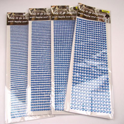 Meena Supplies Up to 1350x Stick On Self Adhesive Rhinestones - (Blue, 6mm x504 pcs)