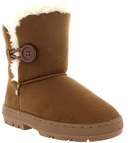Holly Kids Girls Button Winter Snow Rain Cosy Casual Warm Boots - 12 - LTA31 EA0445