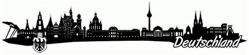 Samunshi® Deutschland Skyline Aufkleber Sticker Autoaufkleber City Gedruckt - 15x3,2cm schwarz