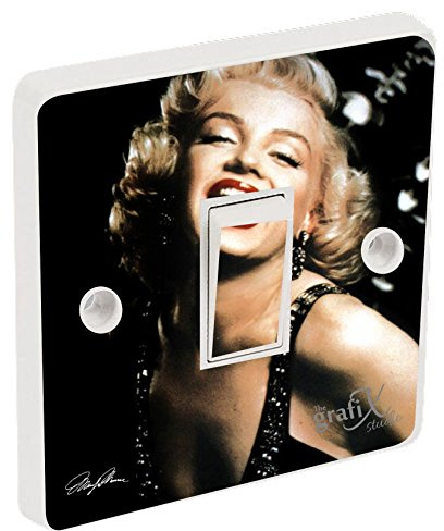 The Grafix Studio Marilyn Monroe Lichtschalter-Aufkleber sw80, Matt, Vinyl, Retro, Weiß, Schalteraufkleber, Aufkleber, Wände, Spiegel, Glas, Fenster, Metall