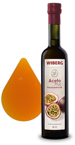 WIBERG AcetoPlus Passionsfrucht – Essig-Fruchtzubereitung – Fruchtiger Essig für Fisch, Dessert und Salate, 500 ml