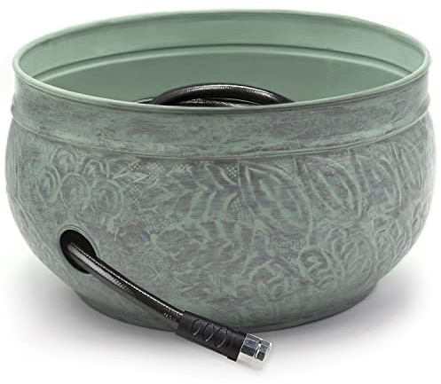 Good Directions 457 Key West Garden Hose Holder Pot, Large Capacity, Blue Verde Finish
