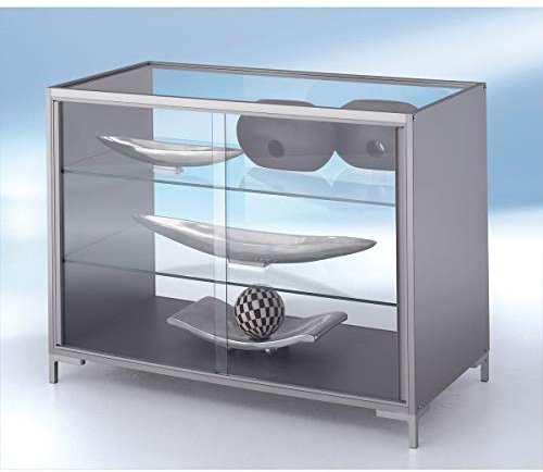 Certeo | LINK Thekenvitrine | vollVErglast | 2 Böden | HxBxT 900 x 1200 x 600 MM