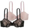 Dorina Set Reggiseni Chloe, Reggiseni Lightly Padded con Ferretto, in Pizzo Floreale e Morbido Tessuto Micro, Spalline Regolabili, Nero e Rosa Cipria