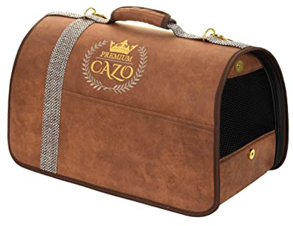 TRANSPORTTASCHE TRAGETASCHE BOX HUND EXCLUSIV LUXUS CAZO 50x27x26cm (Braun)