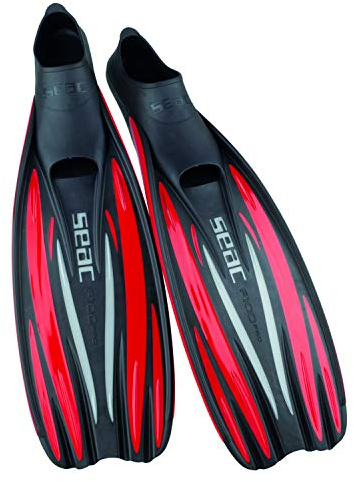 Seac F 100 Pro, Pinne da Subacquea Ultra Leggera a Scarpetta Chiusa, per Immersioni e Snorkeling, Rosso, 46/47