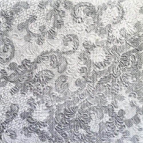 Ambiente Servietten Lunch/Party 33x33cm Elegance Lace Silver Geprägt/Embossed für Hochzeit und Taufe Ideal Als Geschenk und Tisch Demo
