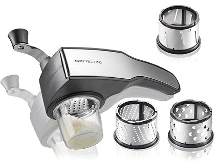 GEFU ge89133 Pecorino Salzmühle Käse mit 3 Trommeln Edelstahl schwarz 27 x 13,2 x 11,8 cm