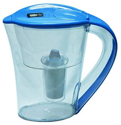 Alkaline Water Jug New 2.6 Litre Model. Fits Fridge Door. Includes 2 Filters. Blue