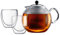Bodum Teekanne, Glas, durchsichtig, 3 Stück (1er Pack)