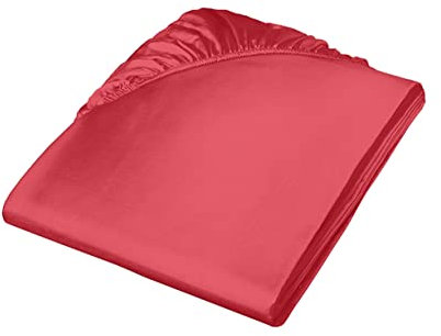 Fleuresse Colours Spannlaken, Uni-Mako-Satin, rot, 100 x 200 cm
