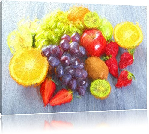 Pixxprint Orange Frucht Obst Gemüse Food Fruit, Größe: 80x60cm, Leinwandbild, fertig gespannt, Wandbild, Dekoration, Kunstdruck, kein Poster