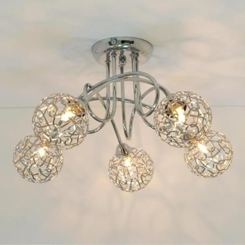 KosiLight - Deckenleuchte - Design 5 Kügelchen Aphyse - Silber/Chrom - - Metall und Aluminium - IP20 - Kompatibel mit A