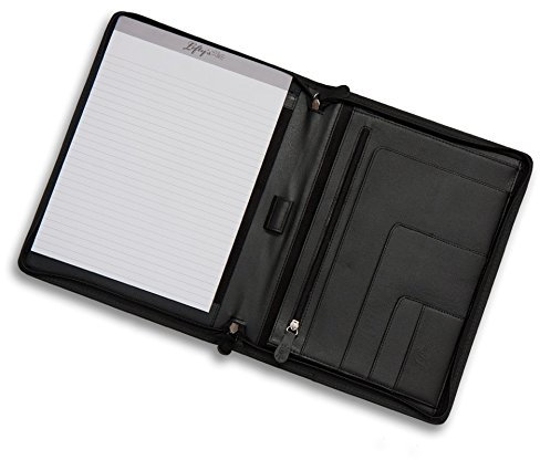 Lefty's Leder-Padfolio mit Reißverschluss, für Linkshänder, Schwarz