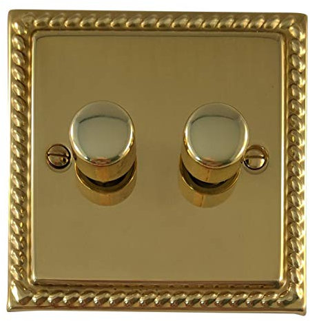 G&H Brassware MB512 250W Two Gang Georgian Polished Brass LED Dimmer