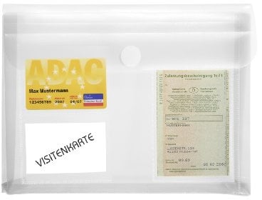Autotasche mit Zwickel CAR, drei transparente Taschen, farblos transparent