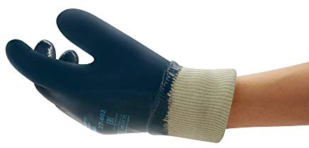 Ansell ActivArmr 27-602 Heavy Duty Work Gloves, Abrasion and Cut Resistant Nitrile Coating, Waterproof and Oil Repellent, Extra-Tough Safety Gloves for Professionals, Blue, Size L (12 Pairs)