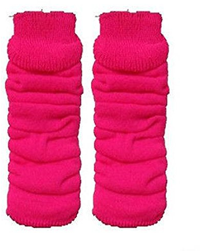 Luxurious Ladies 80's Dance Plain Ribbed Leg Warmers, Neon Leg warmers 15 Colours (Hot Pink)