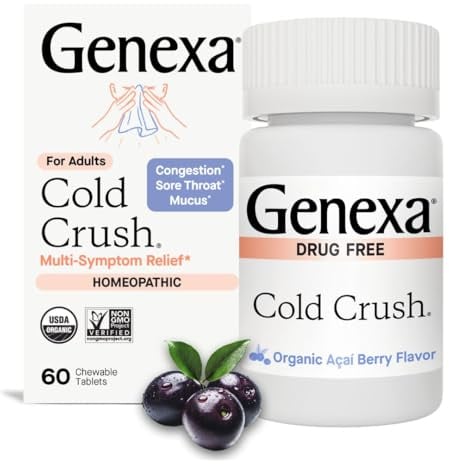 Genexa Cold Crush, Drug Free & Made Clean, 60 Chewable Tablets for Adults