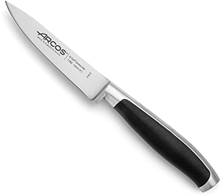 Arcos Schälmesser aus Edelstahl 100 mm - Professionelles Küchenmesser zum Schneiden, Schälen und Reinigen von Lebensmitteln - Ergonomischer Griff aus Polyoxymethylen, Schwarz, Serie Kyoto