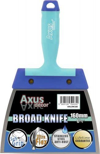 Axus Decor Stainless Steel Broad Spatula (Blue Series) Flexible Wide Filling Knife - 200mm, Filler Knife - Putty Knife for Professional & DIY Projects - Anti Rust Blade and Soft Grip Ergonomic Handle
