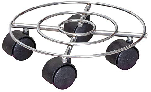 Wagner Carrello per Piante CHROMATO Ø 23 x 6,5 cm I Carrello per Fiori per Interni, Cromato I Carrello per Fiori in Acciaio Cromato I Portavaso Argento Lucido I Portata 60 kg - 20093101