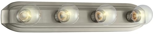 Designers Fountain 4-Lights Melrose Vanity Light Fixture, 24 Inch Wall Mount Sconce for Bathroom, Bedroom or Mirror, Brushed Nickel, 6614-BN