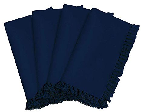SARO LIFESTYLE 4-Piece Square Napkin, 20-Inch, Navy Blue