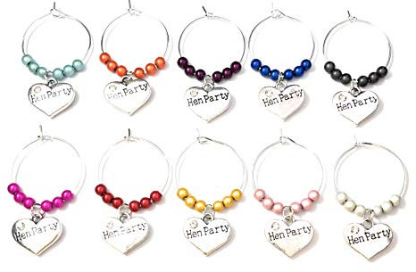 Libby's Market Place Set of 10 Handmade Hen Party hen Night Hen Do Wine Glass Charms