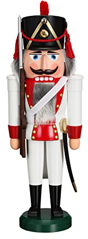 Seiffener Volkskunst Nussknacker Grenadier 39 cm Erzgebirgskunst Weihnachtsdeko Nussknacker Weihnachten Holzmann Holzfigur (rot)