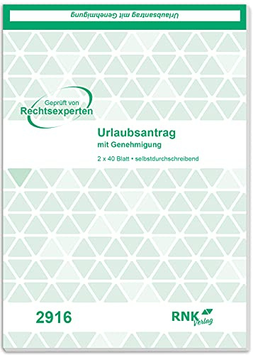 RNKVERLAG 2916 - Urlaubsantrag Block mit 2 x 40 Blatt, selbstdurchschreibend, DIN A5