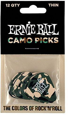 Ernie Ball P09221 Camouflage Cellulose Thin Plektren, Beutel mit 12 Stück