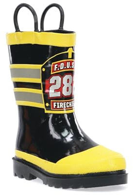 Western Chief Boys Waterproof Printed Rain Boot with Easy Pull on Handles - F.d.u.s.a, 9 M US Toddler