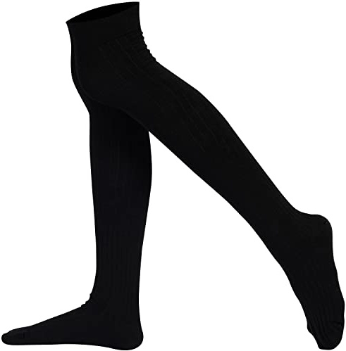 Mysocks Sobre la rodilla Costilla Calcetines negro