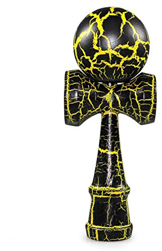 Ganzoo Kendama aus Buchen-Holz, Original Japanisches Traditionelles Holz-Sportgerät mit Kugel, Schnur und Fangteller für Geschicklichkeit/Balancing, Geschenk-Idee (schwarz gelb)