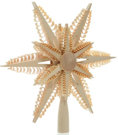 Rudolphs Schatzkiste Baumschmuck Christbaumspitze Mittig großer Stern (Beidseitig) BxHxT=23x24x4cm NEU Weihnachten Christbaum Baum Spitze Holzschmuck Holz Seiffen Erzgebirge Dekoration