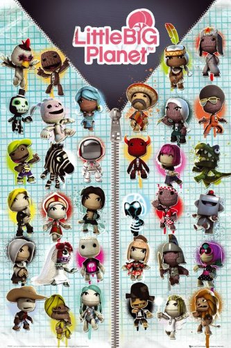 Little Big Planet – Poster, Wohnzimmer, Wandposter, Ungerahmt, 24x36 inches, Cartoon, Retro, Dunkel, Glänzend, Querformat, Innenraum, Wandmontage
