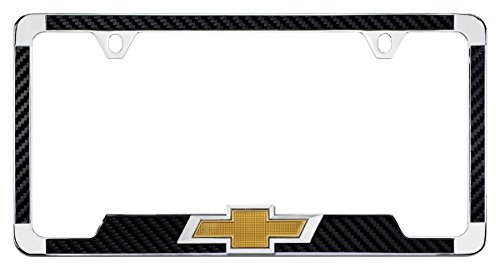 Chevy 3D Schleife Schwarz simulierten Kohlefaser Nummernschild Rahmen Halterung