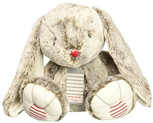 KALOO - Rouge Peluche Lapin Léo Gris Prestige 55 cm - Peluche en Fourrure Douce - Doudou Lapin Grandes Oreilles - Mélodie Toyland - Pattes Lestées - Dès la Naissance, K963539