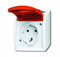 Busch-Jaeger 20 EW/DVN-53 SCHUKO Steckdose mit rotem Klappdeckel Grau ocean (IP 44) 2CKA002083A0825