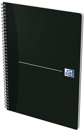 Oxford 100100759 Quaderno Maxi Spiralato, Formato A4, 180 Pagine, Carta 90 gr, Rigatura 5 mm, App Scribzee, Nero