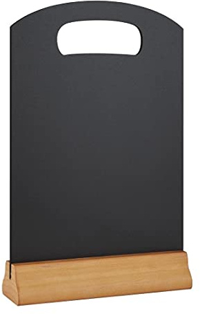 Olympia Wooden Table Top Chalkboard with Arched Top, 210x320mm | Sturdy pine base prevents knocking and adds a rustic touch to counters, with a compact design for space-saving storage.