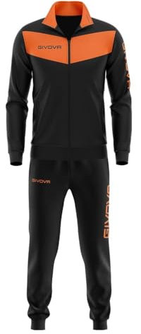 Givova Herren Visa Trainingsanzug, Mehrfarbig (schwarz/orange fluo), L