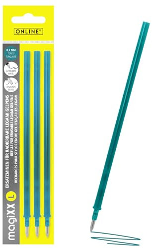 Online 3x Ersatzminen Kompatibel Mit Legami Gelstifte MagiXX L I Türkis 0,7mm Strichstärke I Ersatzmine für Gelschreiber I Nachfüllminen für Gel-Roller Mit Radierbarer Tinte