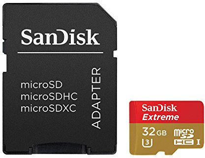 SanDisk Extreme 32 GB microSDHC for Action Sports Cameras Memory Card up to 90 MB/s, Class 10, U3