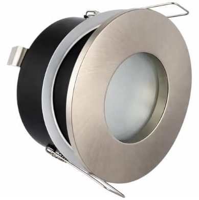 UKEW LED Downlights Ceiling - GU10 Recessed Ceiling Lights IP44 Rated Down Lights Indoor Ceiling - Modern Spotlights Ceiling Lights for Bathroom & Bedroom Satin Round | Pack of 4